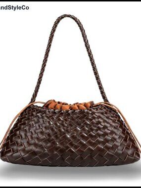 Woven PU Leather Shoulder Bag Hobo Tote Multi-Way Carry Handbag